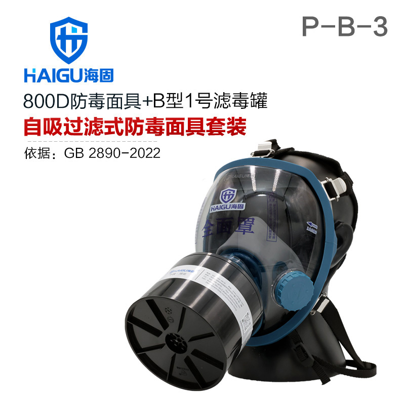 海固800D全面罩+HG-ABS/P-B-3濾毒罐 無機(jī)氣體綜合防護(hù)套裝