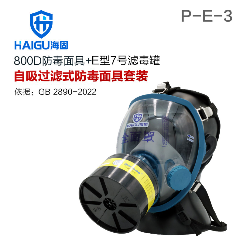 海固800D全面罩+HG-ABS/P-E-3濾毒罐 酸性氣體防護(hù)套裝