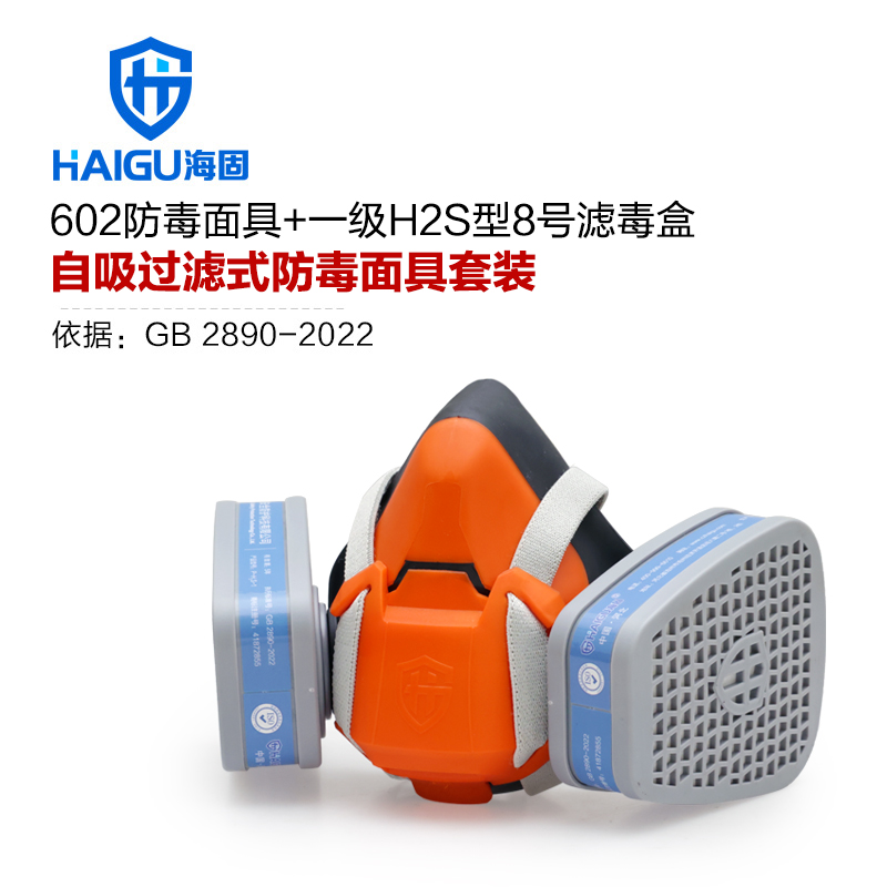海固602半面罩+P-H2S-1濾毒盒 硫化氫防護套裝